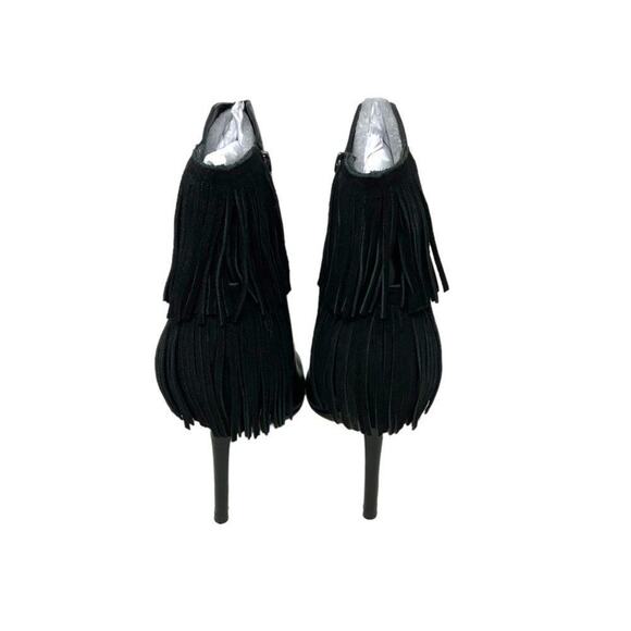 Vince Camuto Amenala Black Fringe Open Toe Stiletto Heel Bootie Sz 7.5 NWT $179 - Picture 6 of 7